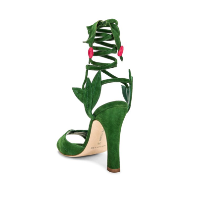 Shop Manolo Blahnik Ossie 105 Wrap Sandals In Green