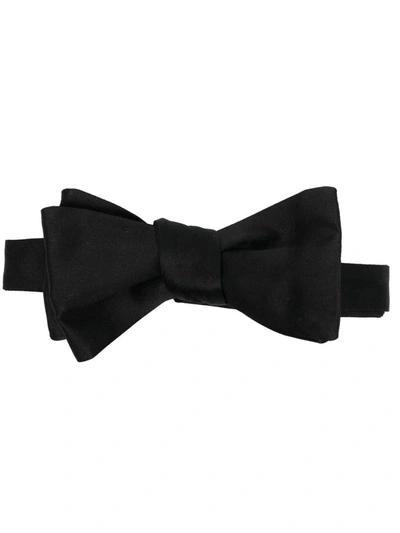 Shop Maison Margiela Silk Bow Tie In Black