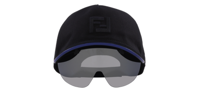 Fendi Men's Eyecap Shield Sunglasses With Baseball Cap In Grey
