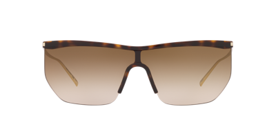 Saint Laurent Sl 519 Shield-frame Sunglasses In Gold