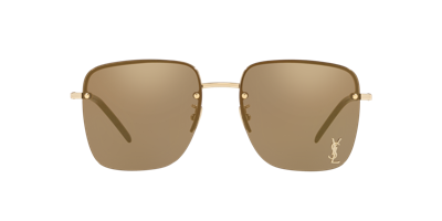 Saint Laurent Womens Ys000297 Sl 312 M Rectangular-frame Metal Sunglasses Gold In Brown