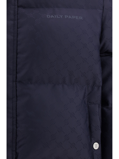 Daily Paper Ravan Monogram Puffer Jacket In Navy | ModeSens