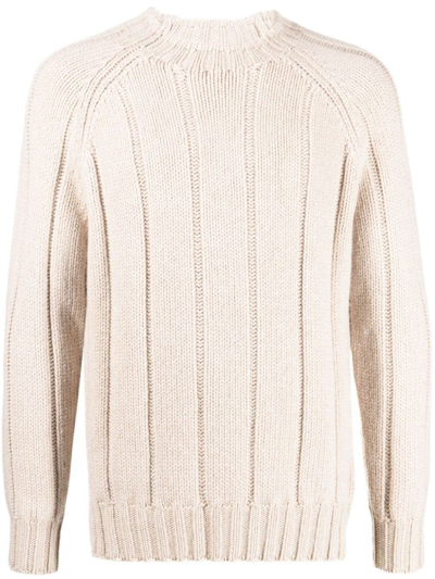 Shop Brunello Cucinelli Ribbed Crew Neck Sweater Clothing In Brown