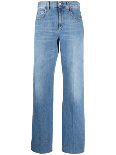 Shop Gucci Blue Wide-leg Jeans