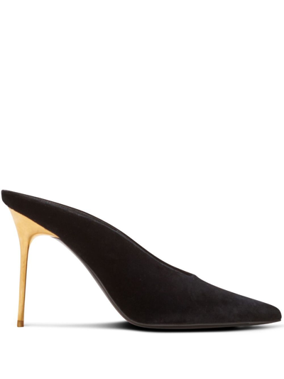 Balmain Velvet Ruby Mules In Black