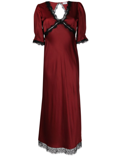 Shop Rixo London Gabrielle Lace-trim Dress - Women's - Viscose/polyester In Red