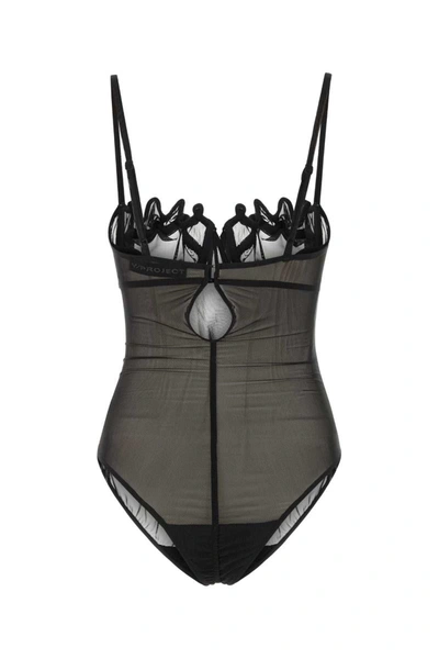 Y/project Sheer Bodysuit With Ruffle And Bow Accents In Animal Print