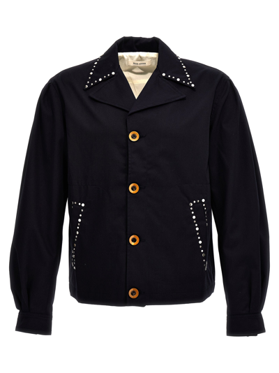 Wales Bonner Delaney Stud-embellished Jacket In Blue