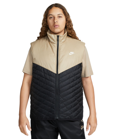 Shop Nike Men's Therma-fit Windrunner Midweight Puffer Vest In Black,khaki,sail