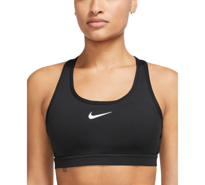 Shop Nike Women's Swoosh Padded Medium-impact Sports Bra In Black