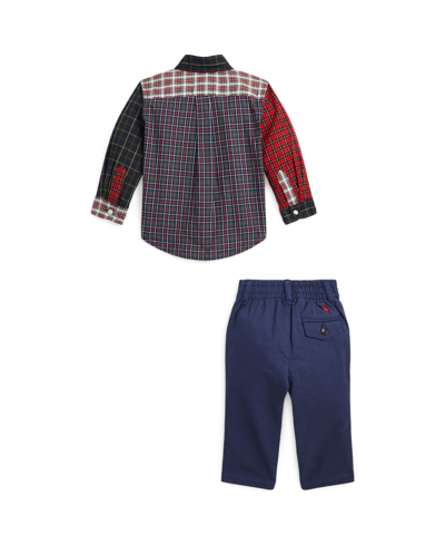 Shop Polo Ralph Lauren Baby Boys Plaid Fun Shirt And Stretch Chino Pant Set In Multi Fun Shirt