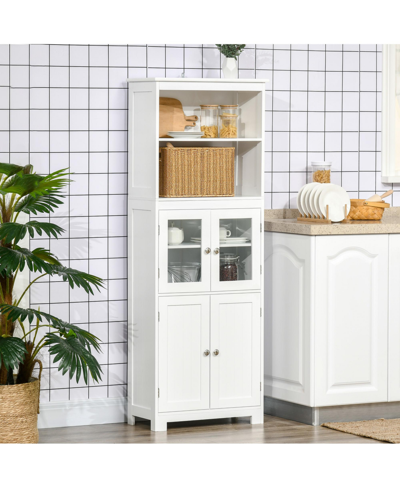 Shop Homcom 63" Small Buffet With Hutch, 4-door Kitchen Pantry, Freestanding Storage Cabinet With Adjustable She In White