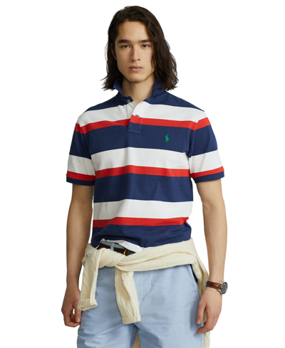 Shop Polo Ralph Lauren Men's Classic-fit Mesh Polo Shirt In Tomato Multi
