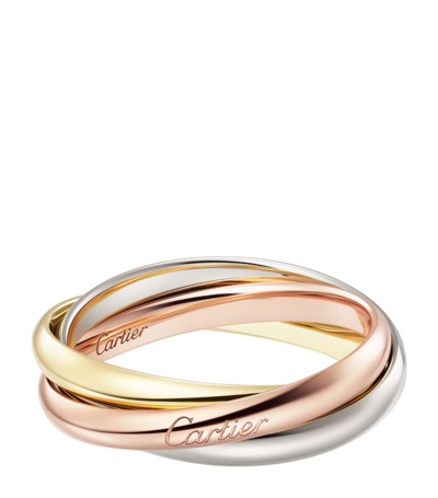 Shop Cartier Small White, Yellow And Rose Gold Trinity Ring In Multi