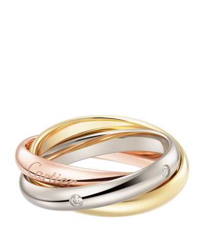 Shop Cartier Medium White, Yellow, Rose Gold And Diamond Trinity Ring In Multi