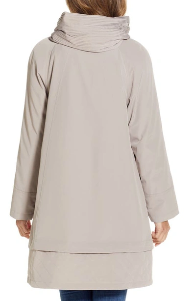 Gallery Water Resistant Hooded Rain Coat In Pebble