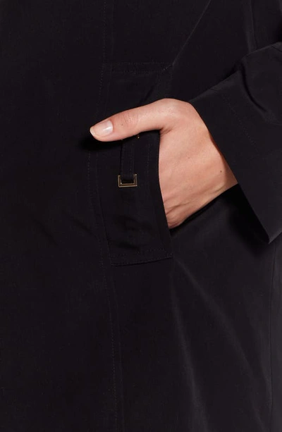 Gallery Water Resistant Hooded Rain Coat In Black
