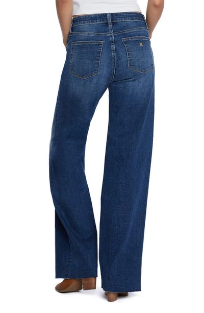 Wash Lab Denim Lila Raw Hem Mid Rise Relaxed Boyfriend Jeans In Serene Blue