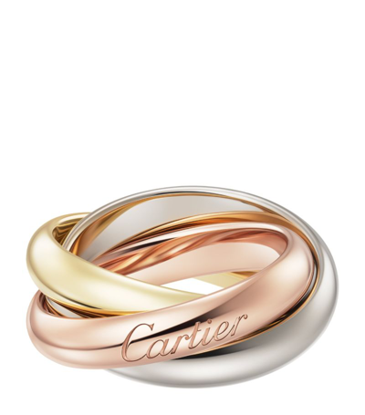 Shop Cartier Large White, Rose And Yellow Gold Trinity Ring In Multi
