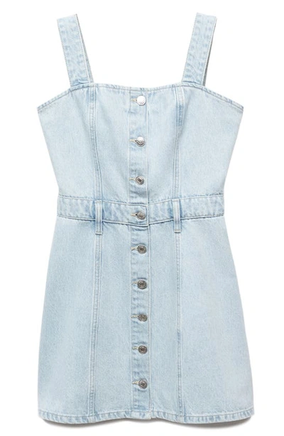 Mango Denim Minidress In Light Blue
