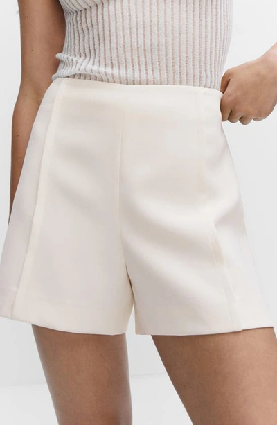Shop Mango High Waist Shorts In Off White