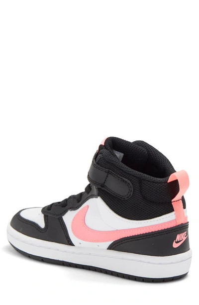Shop Nike Kids' Court Borough Mid 2 Basketball Shoe In Black/ Sunset Pulse/ White