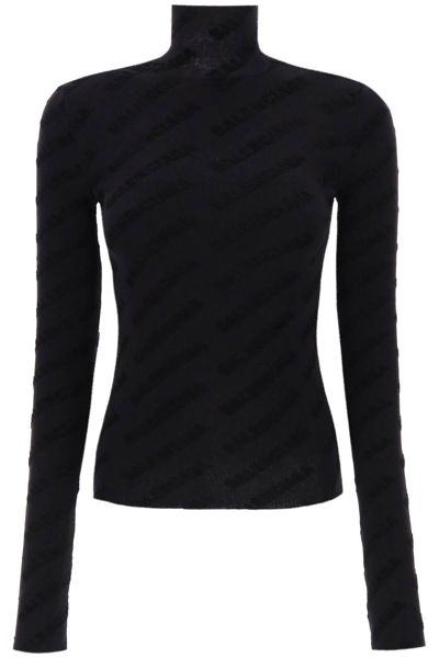 Shop Balenciaga Allover Velvet Logo Top In Black