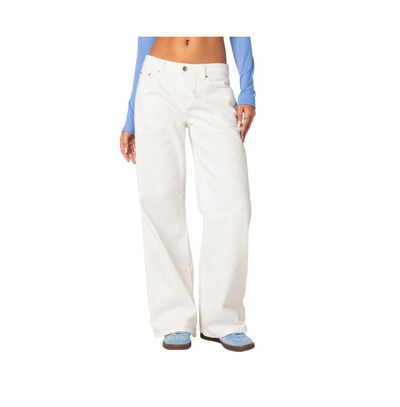 Shop Edikted Women's Roman Low Rise Slouchy Jeans In White