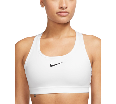 Shop Nike Women's Swoosh Padded Medium-impact Sports Bra In White