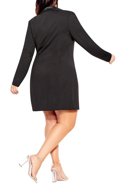 Shop City Chic Long Sleeve Tuxedo Dress In Black
