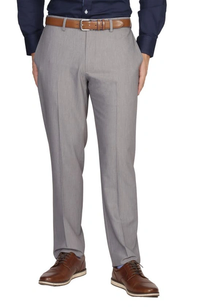 Tailorbyrd Classic Fit Flat Front Dress Pants In Grey Heather
