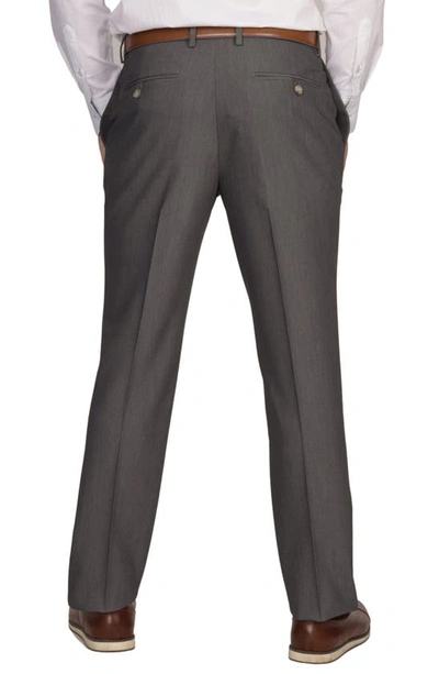 Tailorbyrd Classic Fit Flat Front Dress Pants In Charcoal Heather