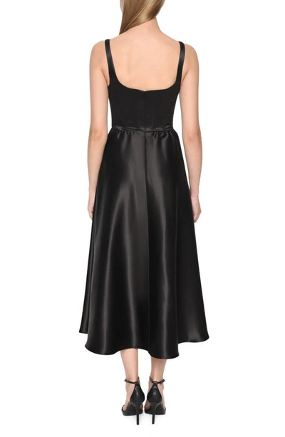 Shop Wayf Desi Corset Satin Fit & Flare Dress In Black