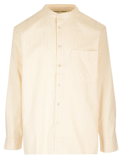 Shop Birkenstock Wheat Stripes Lounge Wear Shirt In White