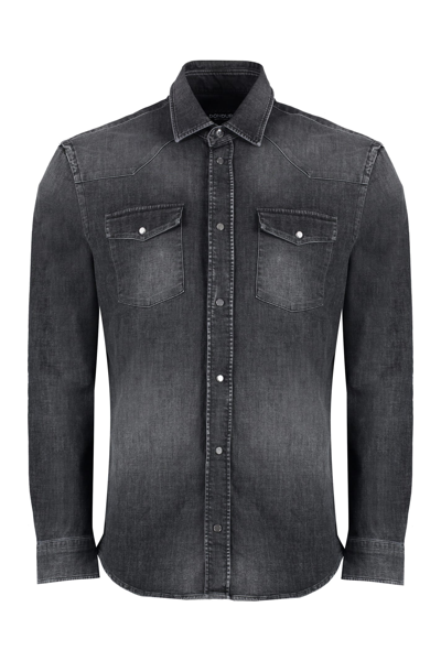 Shop Dondup Denim Shirt In Grey