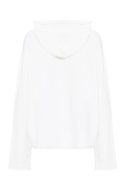 Shop Mm6 Maison Margiela Knitted Hoodie In Ivory