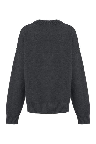 Shop Ami Alexandre Mattiussi Crew-neck Wool Sweater In Grey