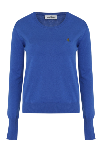 Vivienne Westwood Orb-embroidered Cotton-cashmere Jumper In Blue