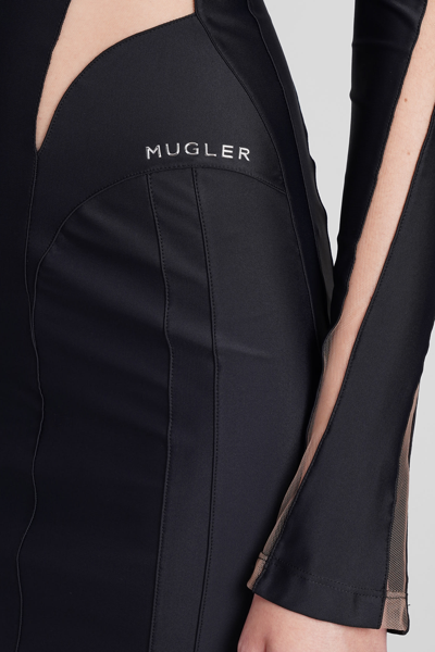 Shop Mugler Dress In Black Polyamide