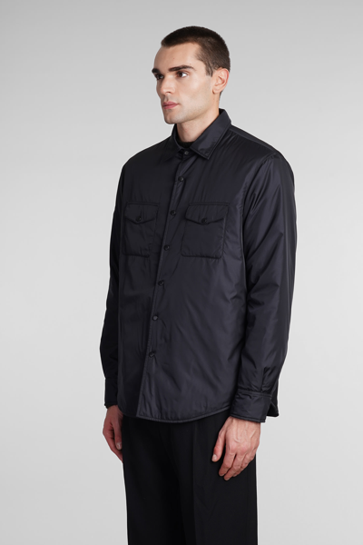 Shop Aspesi Camicia 13 Piu Casual Jacket In Black Polyamide