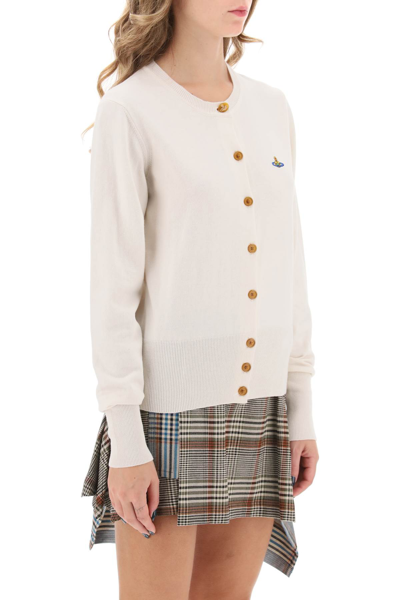 Shop Vivienne Westwood Bea Cardigan With Logo Embroidery In Cream (white)