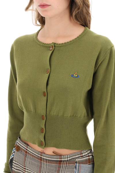 Shop Vivienne Westwood Bea Cropped Cardigan In Sage (green)