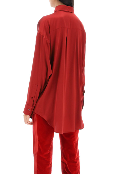 Shop Tom Ford Stretch Silk Satin Shirt In Oxblood Red (red)