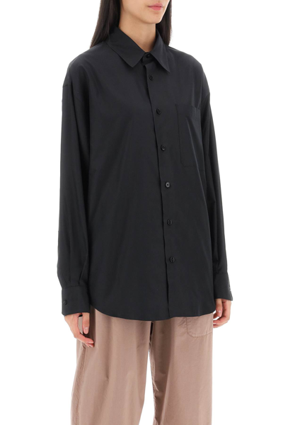 Shop Lemaire Relaxed Silk Shirt In Ash Black (black)
