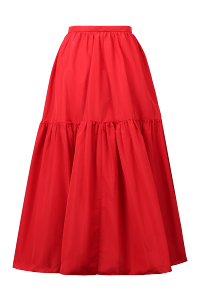 Shop Patou Ruffled Skirt In Red