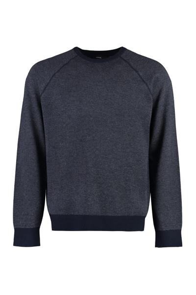 Shop Vince Wool-blend Crew-neck Sweater In Blue