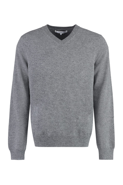 Shop Comme Des Garçons Shirt Wool V-neck Sweater In Grey