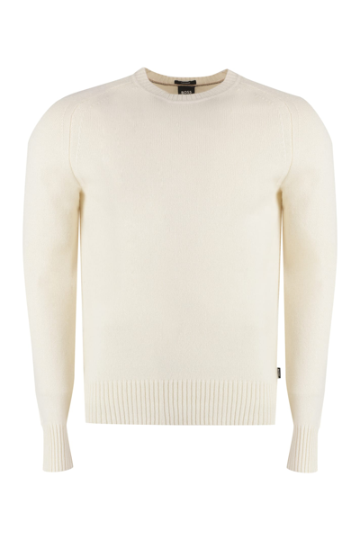 Shop Hugo Boss Crew-neck Cashmere Sweater In White