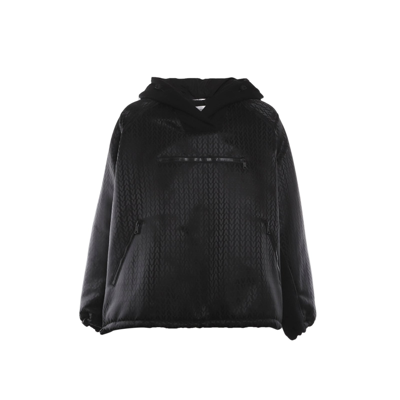 Shop Valentino Logo Hooded Jacket In Black