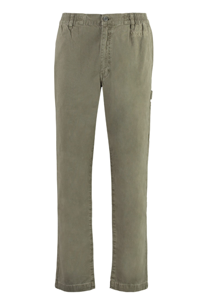 Shop Moschino Cotton Trousers In Green